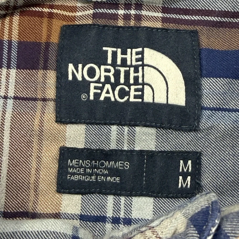 The North Face Navy Blue Plaid Long Sleeve Button Down Shirt Men's Size Medium